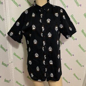 Middle Of Beyond Button Down Shirt Halloween Michael Myers MOB Black Mens XL